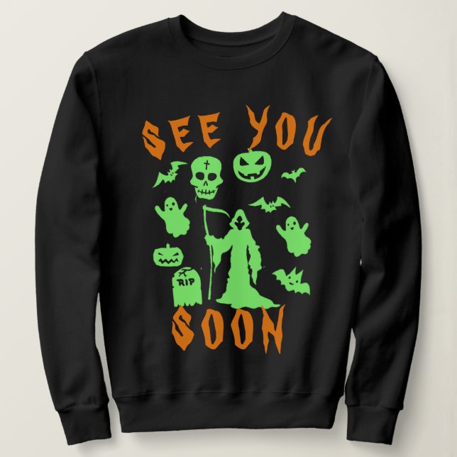 Spooky Grim Reaper Hoodie | Suéter de Halloween (Frente do Design)