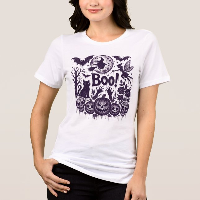 Spooky Halloween Boo! | Cute Ghost Pumpkin T-Shirt (Frente)