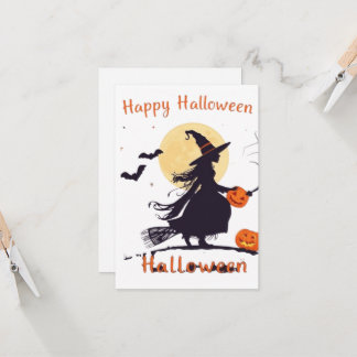 Spooky Halloween Witch Silhouette with Jack-o'-Lan