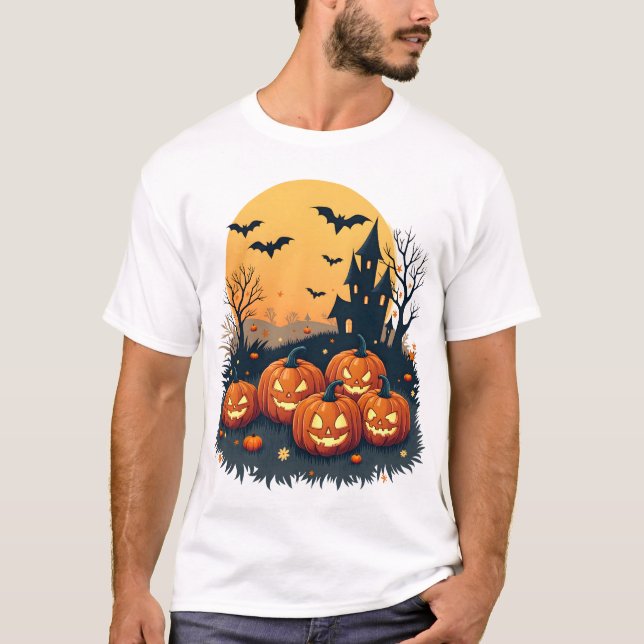 Spooky Pumpkin Patch � Camiseta Retro de Halloween (Frente)