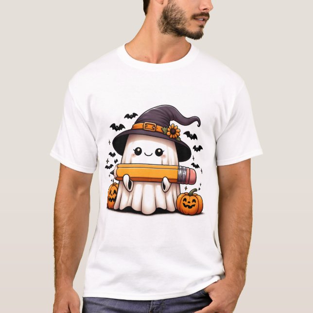 Spooky Smart: Professora Fantasma T-Shirt (Frente)