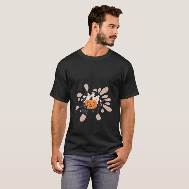  Spooky Splash Halloween Pumpkin T-Shirt (Frente Completa)