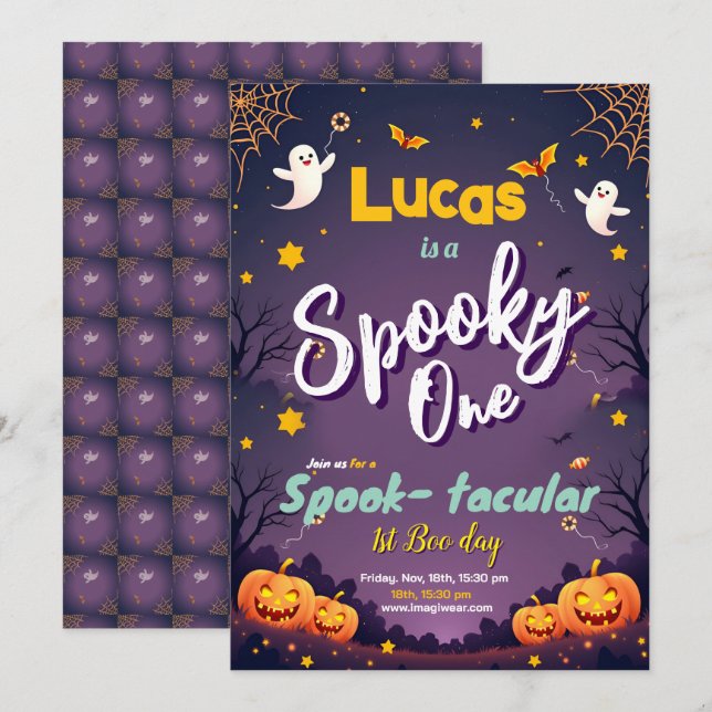 Spooky Um Primeiro Convite De Aniversário Primeiro (Frente/Verso)