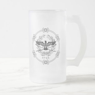 SPQR a caneca do vidro de fosco do emblema do