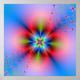 Spray Floral Rosa no Poster azul