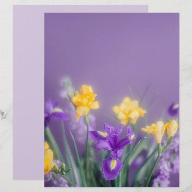 Spring blooms scrapbook paper (Frente/Verso)