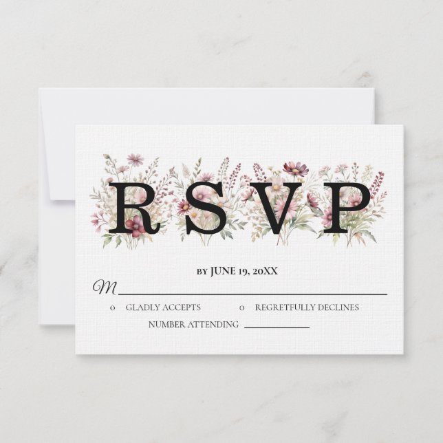 Spring Floral Wedding RSVP card (Frente)