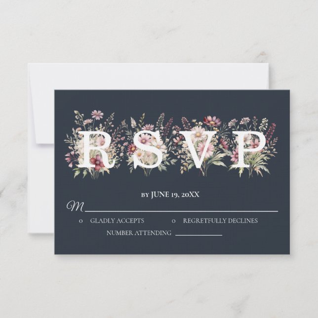 Spring Floral Wedding RSVP card (Frente)