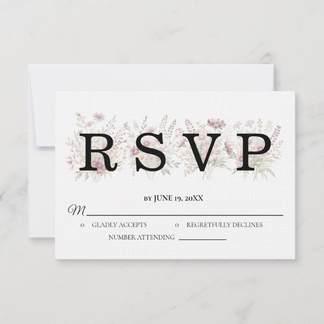 Spring Floral Wedding RSVP card (Frente)
