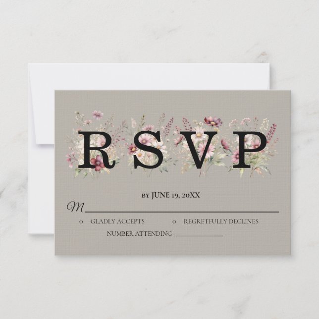 Spring Floral Wedding RSVP card (Frente)