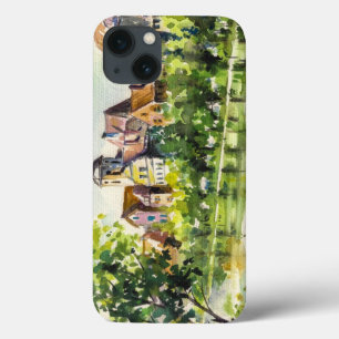 Spring in small city on the river