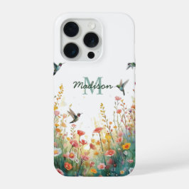 Spring Watercolor Birds Floral Monogram Wildflower
