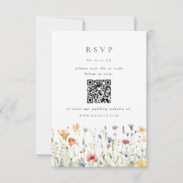 Spring Wildflower QR Code Wedding RSVP Card