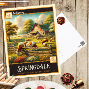 Springdale, Arkansas Cartão postal Vintage