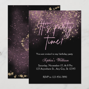 Sprinkle Pink Stars convite de aniversário