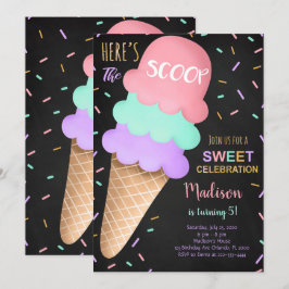 Sprinkles Coloridos Convite para Sorvete Preto