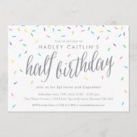 Sprinkles Meio Convite de Aniversário, Fofo e Mode