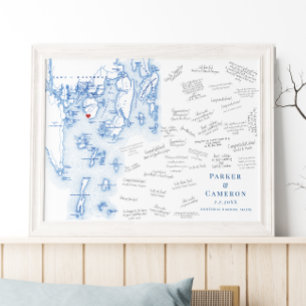Spruce Point Inn Wedding Blue Guest Book Poster
