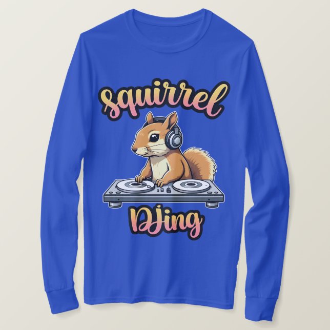 Squirrel DJ Party Vibes Funny Retro DJ T-Shirt (Frente do Design)