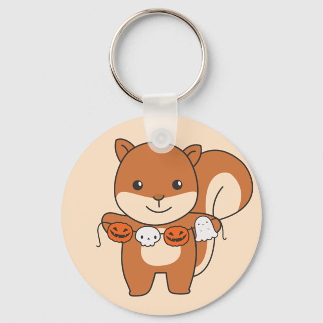 Squirrel Happy Halloween Pumpkin Costume Chaveiro (Frente)