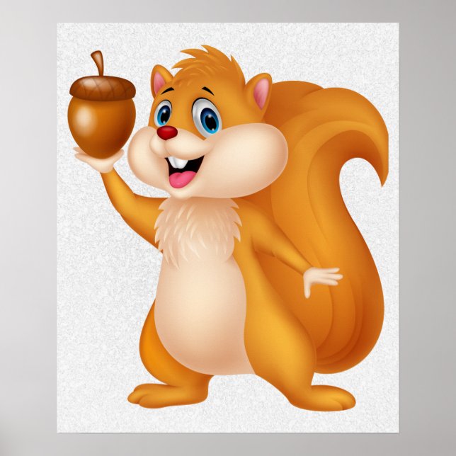 Squirrel Holding Acorn Poster (Frente)