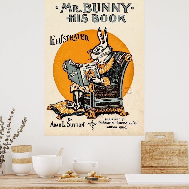 Sr. Bunny, seu livro - Adam L. Sutton Poster (Cozinha)