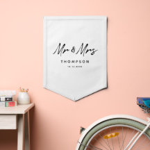 Sr. Casamento de Script Branco Preto & Moderno