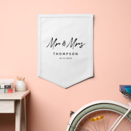 Sr. Casamento de Script Branco Preto & Moderno