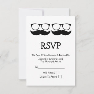 Sr. e Sr. Mustache e Óculos RSVP de Casamento