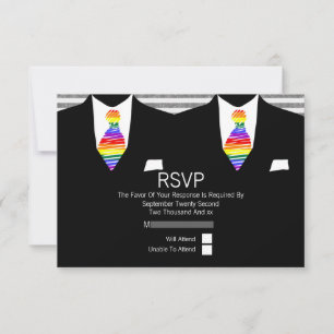 Sr. e Sr. Suit e Rainbow Tie Gay Wedding RSVP
