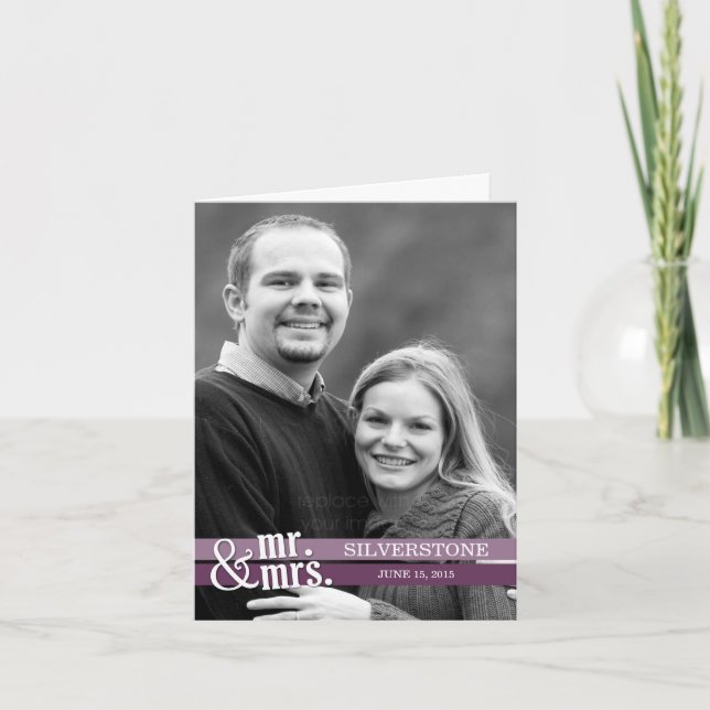 Sr. e Sra. Cartões de agradecimentos - Purple (Frente)