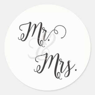 Sr. e Sra. Casamento Etiqueta preto e branco