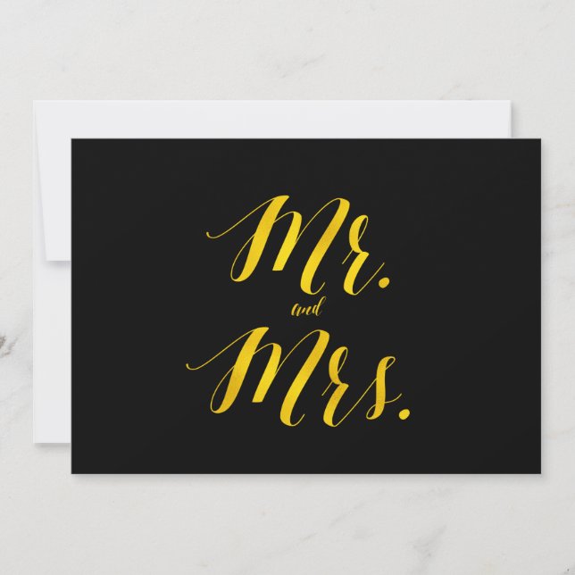 "Sr. e Sra." Faux Gold Foil Chic Weding Sign (Frente)