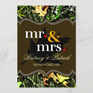 Sr. e Sra. Hunting Camo Brown. Convites para Casam