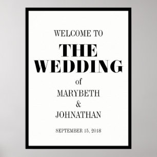 Sr. e Sra. Modern Bold Wedding Poster de Boas-vind