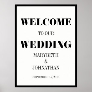 Sr. e Sra. Modern Bold Wedding Poster de Boas-vind