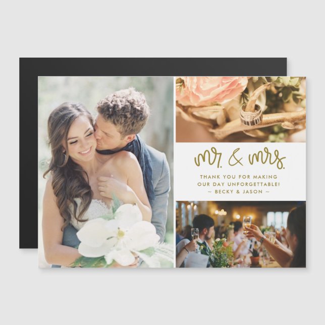 Sr. e Sra. Photo Dourado Wedding Obrigado (Frente/Verso)