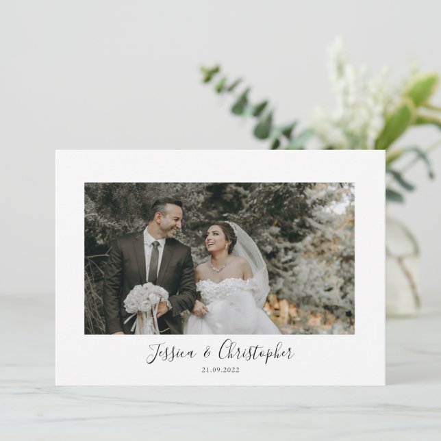 Sr. e Sra. Photo Wedding Cartões de agradecimentos (Em pé/Frente)