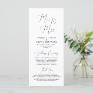 Sr. e Sra., Programa de Cerimônia de Casamento de
