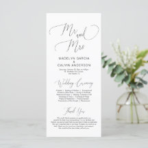 Sr. e Sra., Programa de Cerimônia de Casamento de 