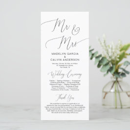 Sr. e Sra., Programa de Cerimônia de Casamento de 