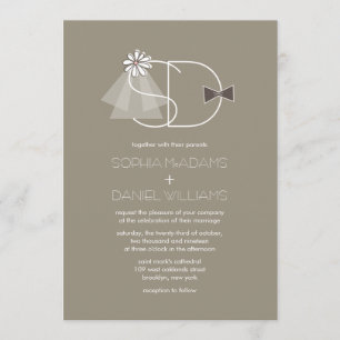 Sr. e Sra. Véu & convite de casamento do monograma