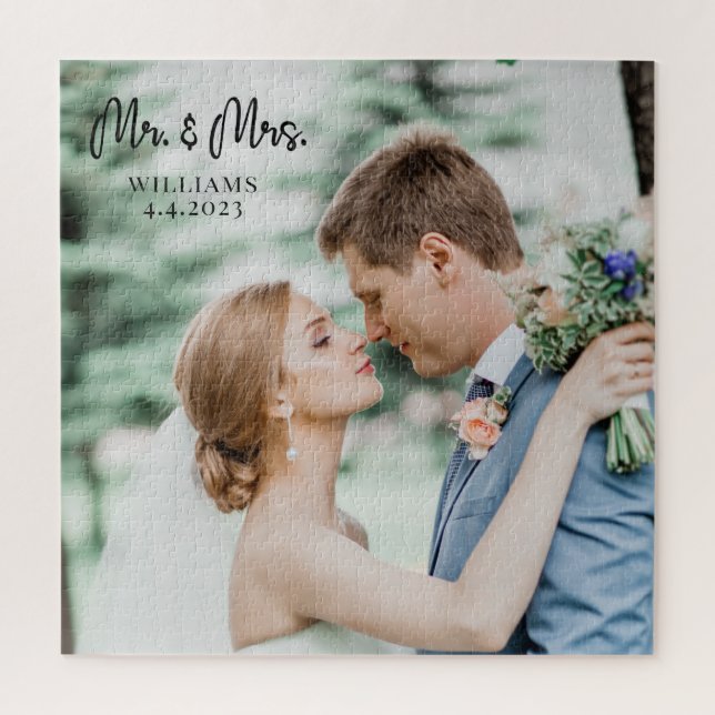 Sr. e Sra. Wedding Casal Jigsee Quebra-cabeça (Vertical)