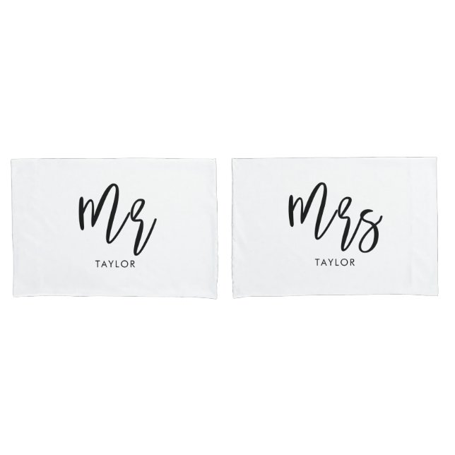 Sr. e Sra. Wifey e Casal Hubby Pillowcases (Frente - conjunto)