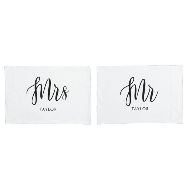 Sr. e Sra. Wifey e Casal Hubby Pillowcases (Frente - conjunto)