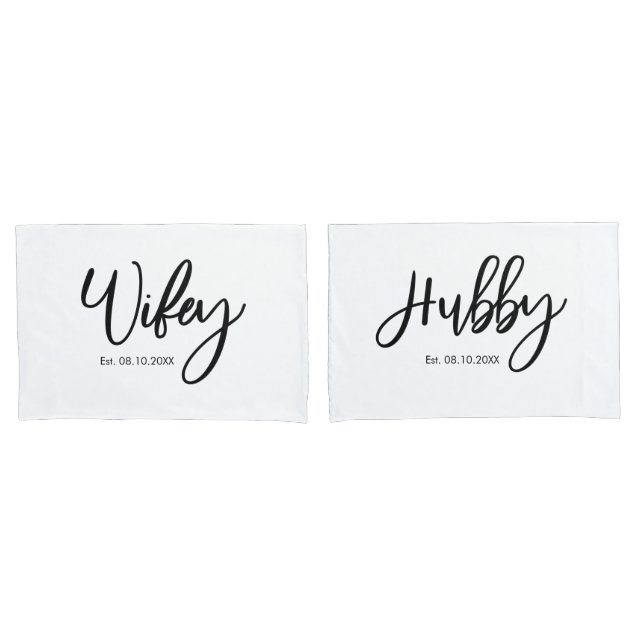Sr. e Sra. Wifey e Casal Hubby Pillowcases (Frente - conjunto)