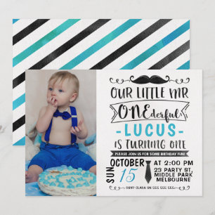 Sr. ONEderful Aniversário Convite da aguarela