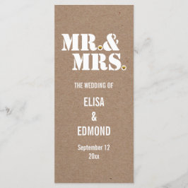Sr. Programa de casamento de papel kraft da & Sra.