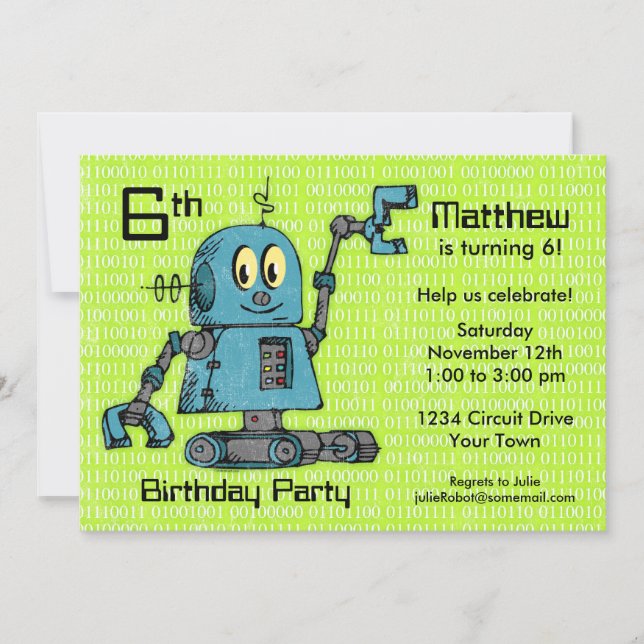 Sr. Robot Personalizado Convite de Aniversário (Frente)