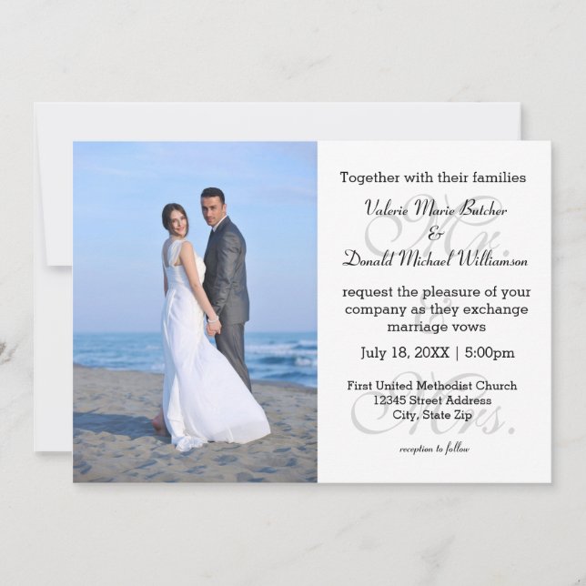 Sr. & Sra. Cinza - Convite para casamento de fotos (Frente)